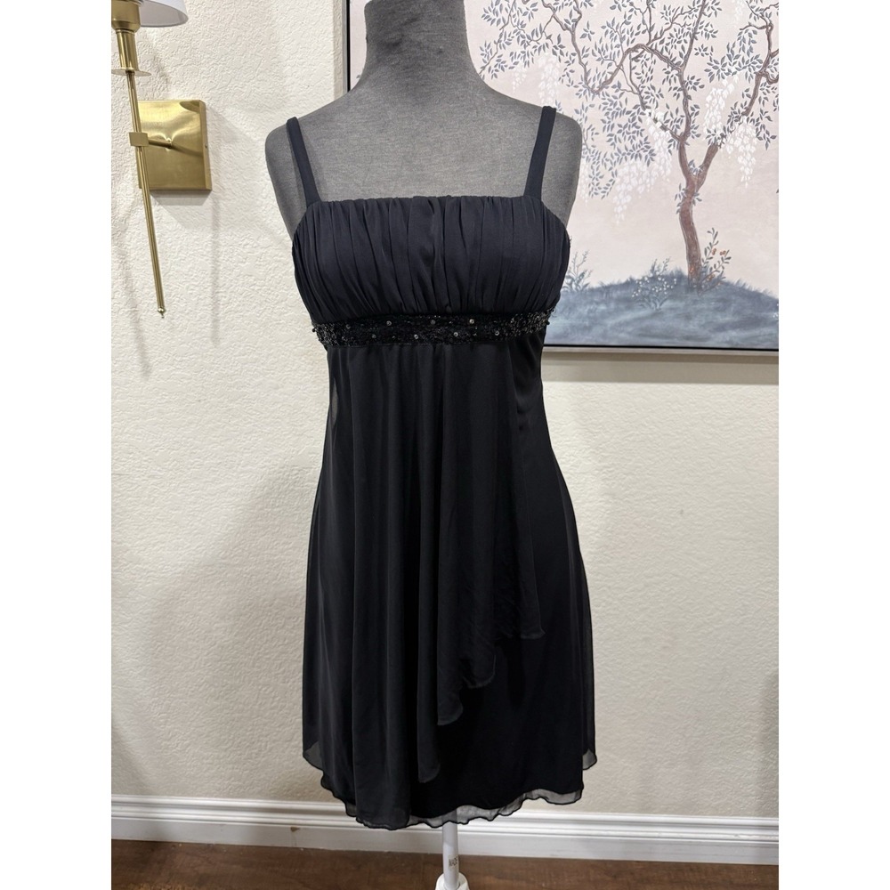 Vtg Y2K City Triangles Beaded  Little Black Dress Large Whimsygoth‎ #grunge/goth